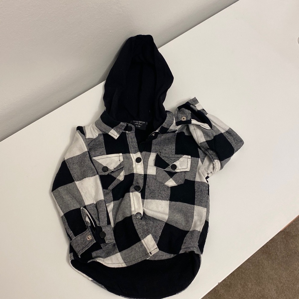 Little Bipsy black and white plaid button up jacket.